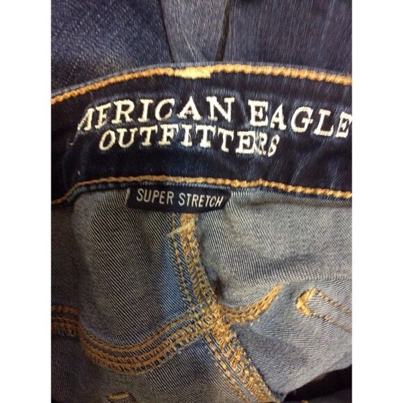 AMERICAN Eagle Outfitters Jeggings  Size 0 Dark Rinse Blue Jean Cotton Viscose P - Picture 3 of 3